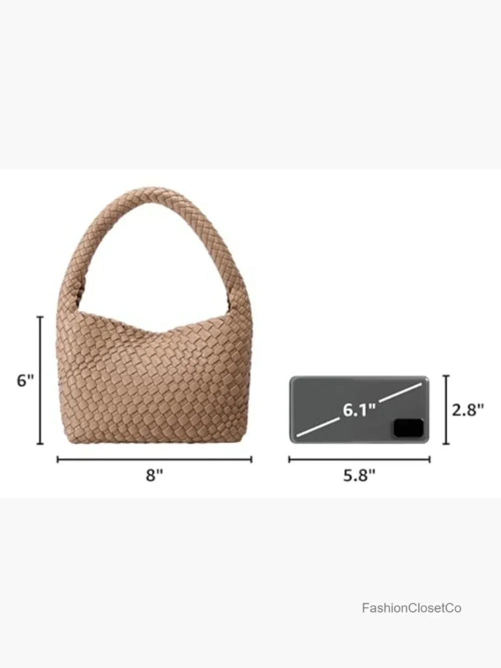 Woven Vegan Leather Hobo Shoulder Bag Mini Tote Crossbody Purse